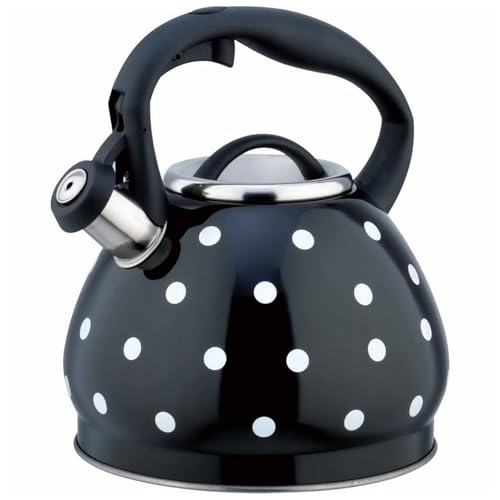 3.2 Quart Cute Polka Dot Kettle, Camping Coffee & Tea Pots, Large Teapot, One-button Opening and Closing Design, Household Stainless Steel Teapot