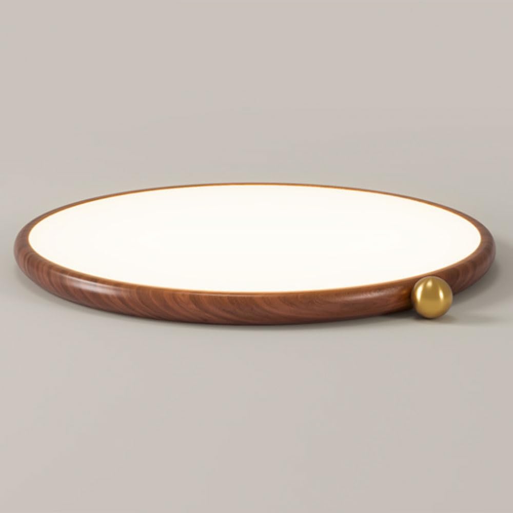 Plafonnier LED plat dimmable bois et fer pour salon - 7