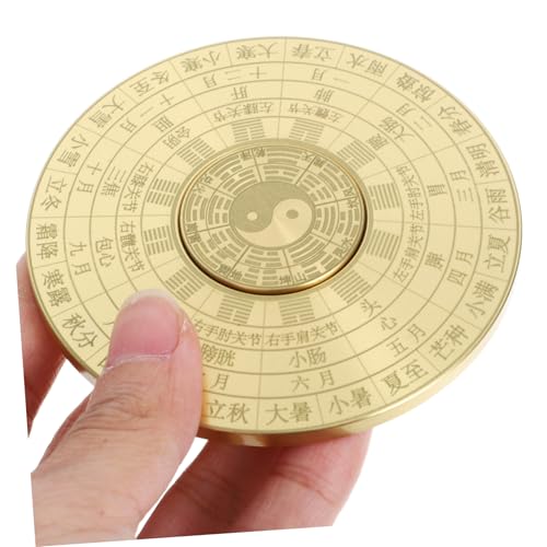 STOBAZA Brújula China Tradicional de Latón Decorativa Retro para Mesa miniatura 7