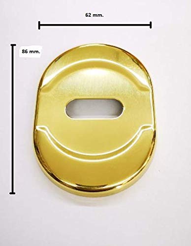 Mostrina Per Serratura Cilindro Europeo - Ottone Oro Lucido, Placca Per Porta Blindata 182x62 Mm