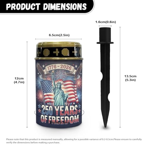 Image of Grave Solar Lamp - Statue of Liberty American Flag Design, Flameless Candle, Peaceful Memorial Light for Cemetery, Comforting Remembrance for Beloved Companion