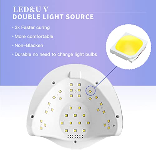 Jewhiteny U V Led Nail Lamp 120W U V Lights For Nails Quick Curing Gel Nail Polish With 36 Light Beads, Digital Display，4 Timer Setting, Automatic Sensor For Home And Salon. #TOP3