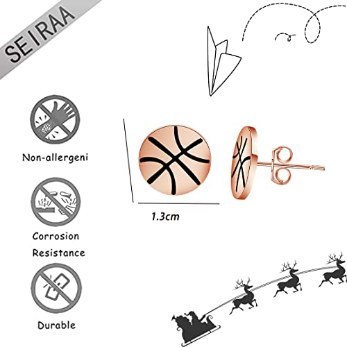 SEIRAA Basketball Earrings Sport Ball Stud Earrings Basketball Jewelry for Basketball Lover Basketball Player Fan Gift4