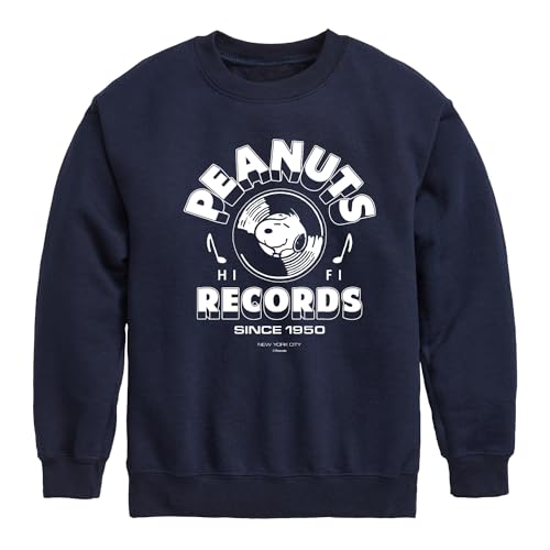 HYBRID APPAREL - Peanuts - Records Snoopy Vinyl - Toddler & Youth Crewneck Fleece Sweatshirt