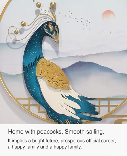 Image of Pinnacle Craft India Peacock Design Metal Wall Art(48x24inch) | Home Deccorative Wall Sculpture | Wall-Mounted Sculpture | Hanging for Living Room, Kitchen, Office, Restuarant | Decoration Gifts