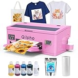 Qilpho A3 DTF Printer for T-Shirts - 1390 Transfer Printing Machine with White Ink Circulation & Auto Cleaning,Compatible with Cotton & Polyester,Includes Software,Ink,Film,Powder