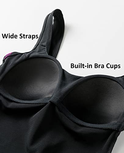 DELIMIRA Women's Striped One Piece Swimsuit Plus Size Swimwear Modest Bathing Suits4