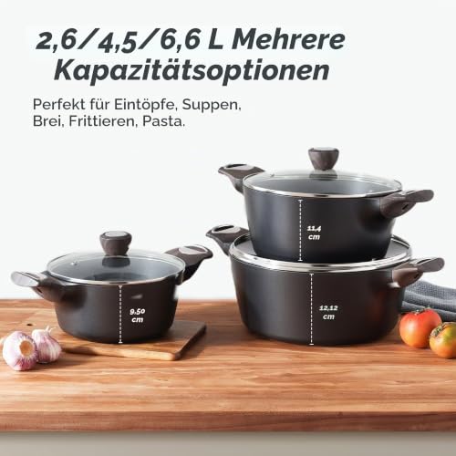 SENSARTE Kochtopf 24 cm, Topf Induktion mit Deckel, 4.5L – Ansicht 4