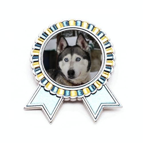 Broche chien animal de neige huphotography en métal taille M comme médaille de récompense unique