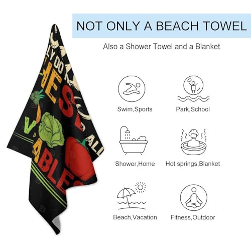 Serviette de plage compacte contre l'humidité Vegan Vegetable Lover - 4