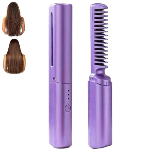 Latest Hairdressing Comb 2026 Upgraded Ceramic Hairdressing Comb Smooth Frizz-Free Hair Anytime Portable Wireless 2-in-1 Hairs Dressing Combs 3 Adjustable Temperatures (pink)