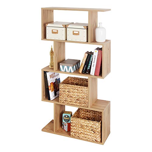 RICOO Standregal 4 Regalböden WM071-EG Raumteiler Regal schmal Eiche Gold...