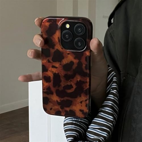 Coque ambrée rétro iPhone 15 Pro Max léopard marron et protection souple - 4
