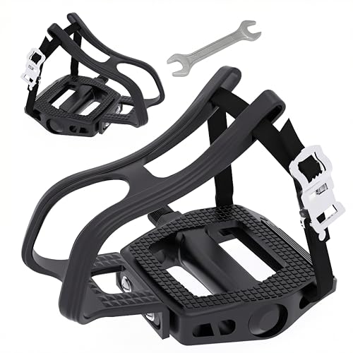Eyooia Bike Pedals with Toe Cages for Regular or Clipless Shoes 9/16