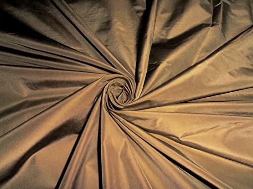 Tissu taffetas pure soie au mètre marron bronze largeur 137 cm