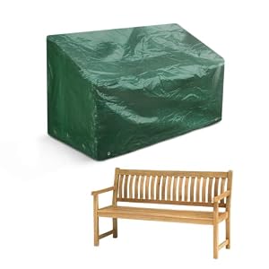 KEPLIN Garden Bench Cover Waterproof – Heavy Duty Patio 3-Seater Furniture Cover | Laminated Polyethylene, Windproof, Anti-UV | Brass Eyelets & Tie Cords | Fits Rattan & Wooden Sets | 90 x 162 x 66cm