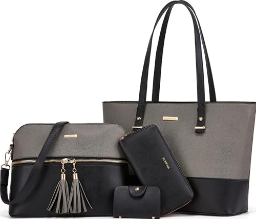 Image of Women Fashion Synthetic Leather Handbags Tote Bag Shoulder Bag Top Handle Satchel Purse Set