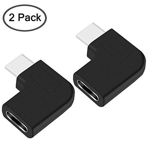 2 adaptadores USB C Tipo C Macho a Hembra de 90 Grados, AFUNTA Derecho e Izquierdo USB-C USB 3.1 Tipo C Macho a Hembra Adaptador de extensión para portátil y Tableta y teléfono móvil