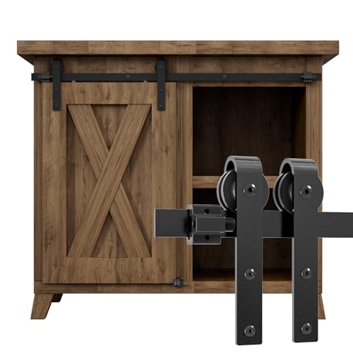 WOLFBIRD 91cm/3FT Schiene Super Mini Schiebetür Hardware Kit für Einzeltür, kleiner Schrank, TV-Stand verwendet (kein Schrank)