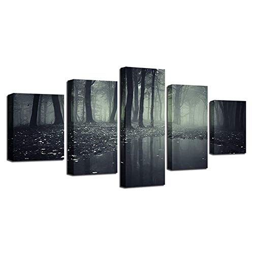 Impression sur toile 5 pièces murale HD décoration moderne salon et bureau paysage forêt