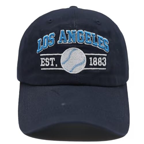 Jvnzaleu Embroidered City Washed Los Angeles Baseball Cap Adjustable Cotton Fans Baseball Hat for Men Women