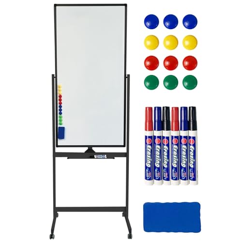 【紋別市発】黒板　マグネット対応　回転式　両面　ボード面サイズ92×180㎝リバーシブル 回転 キャスター付　外寸高さ178×幅190×奥行53㎝ グリーン 会議 オフィス 学校 施設 　直接引取りのみ　中古品 紋別市発】黒板 マグネット対応 回転式 両面 ボード面サイズ92×180