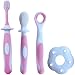 Bilibaby 3Pcs/Set Baby Tongue Cleaner/Scraper Newborn+Soft Bristle Toothbrush+Silicone Training Teeth Brush for Kids,Infants,Toddlers,3 Stage Oral Care Set,BPA Free