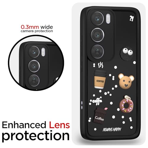 Image of Bintage Cute Fun Taddy| 3D Ball Bear| Donut| Coffee Rubber Case Full Body & Camera Protection Back Cover Compatible for Oppo Reno 12 5G - Black