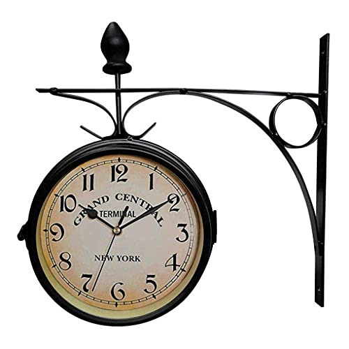 Horloges d'extérieur en fer forgé à double cadran rétro pour une fixation murale stable