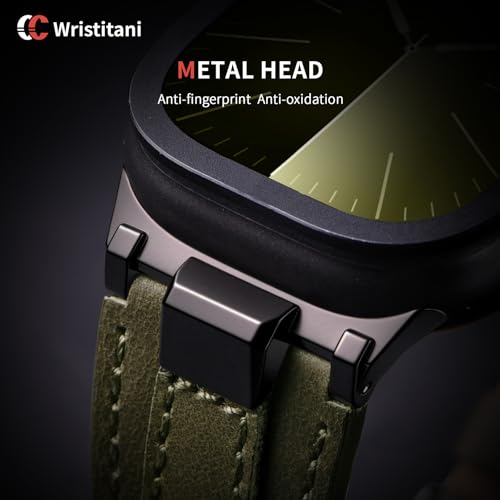 Image of Wristitani Leather Bands Compatible with Apple Watch Band 49mm 46mm 45mm 44mm for Men, Metal Connector & Genuine Leather Straps for iWatch Ultra3 /2 /1 SE3 /2 /1 Series 11 10 9 8 7 6 5 4 [NO Watch and Case]