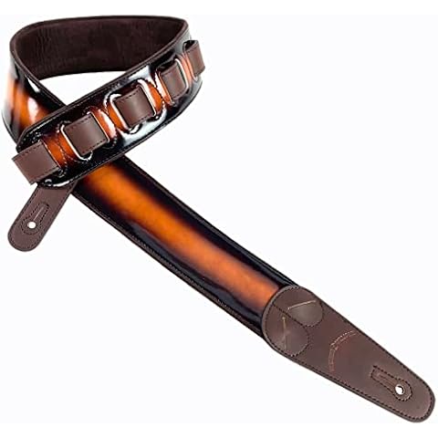 Walker & Williams GR-01 Sunburst Finish Guitar Strap with Pick Pockets & Padded Velour Back For Acoustic, Electric, And Bass Guitars Cover