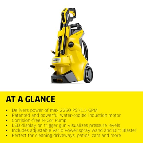 Image of Karcher Pressure Washer, K4 Power Control, Max 1900 PSI, 26 ft. Hose, 2 Spray Wands - 1.5 GPM