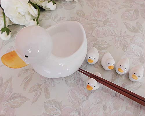 Amazon｜箸置き アヒル 6点セット (お皿+はし置き) 陶器 親子 小皿 は