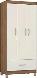 Guarda Roupas Solteiro 3 Portas 1 Gaveta Amêndoa/Off White Prince Demóbile