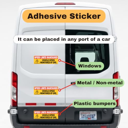 Image of TOTOMO Oversized Red Vehicle Speed Monitored by GPS Safety Sticker, Speed Limit Maintained, 10-Pack, Large 14 inch x 5 inch Reflective Warning Decal for Fleet Vehicles, Trucks, Vans & Commercial Vehicles