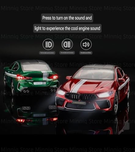 Image of 1:24 B-M-W MH8 800 Diecast Metal Pull Back Car with 6 Openable Doors with Sound and Light Toy Decoration car Best Gift Toys for Kids (1:24 B-M-W MH8 800 - Red)