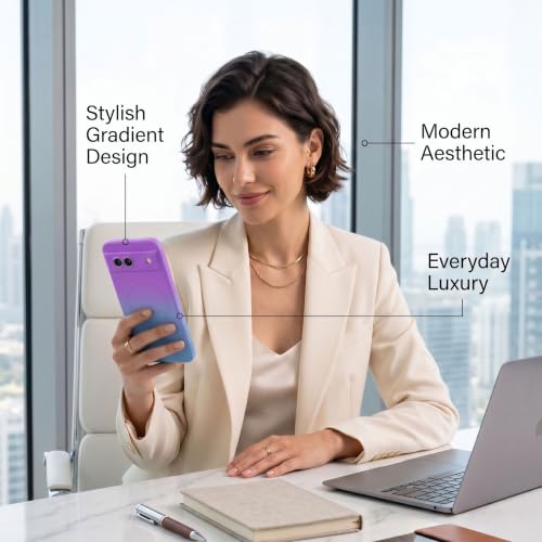 Image of amazon basics Gradient Mag-Safe Case for Google Pixel 8A | Soft Silicone Shockproof Cover with Camera Protection | Slim Lightweight Design | Smooth Touch & Durable - Purple & Gray