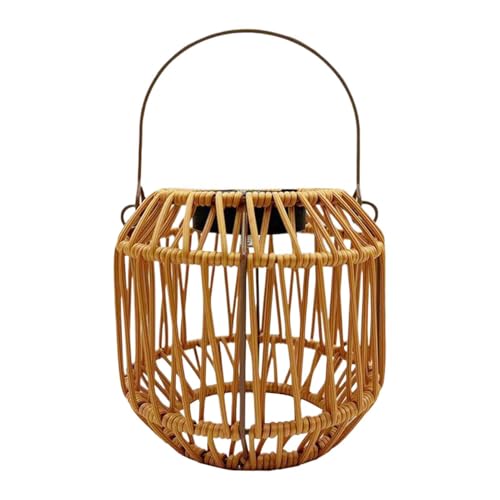 Linterna solar exterior impermeable de ratán con luz decorativa para jardín