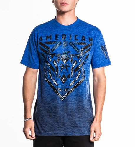 American Fighter Men's T-Shirt, Grapgic Design, Short Sleeve (US, Alpha, Large, Regular, Regular, Ink Blue (Enlow))