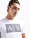 Armani Exchange Men's Crew Neck Logo Tee T Shirt Grid Logo, White, Medium