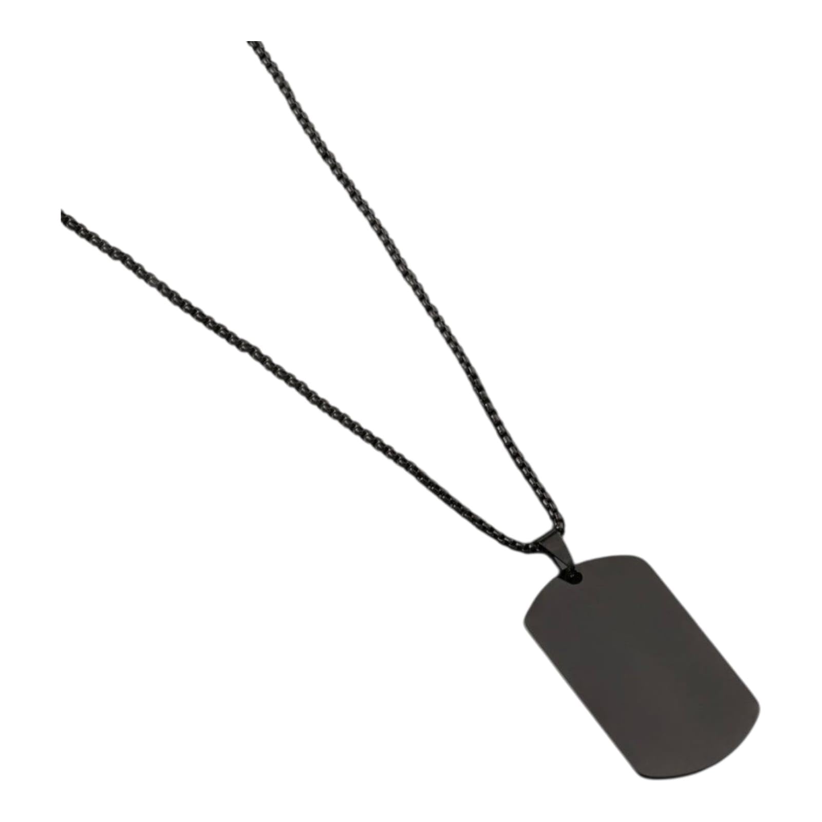 Stylist Trendy Modern Casual Classy Men's Black Dog Tag Pendant Necklace – Stainless Steel Military Style Chain-image-30