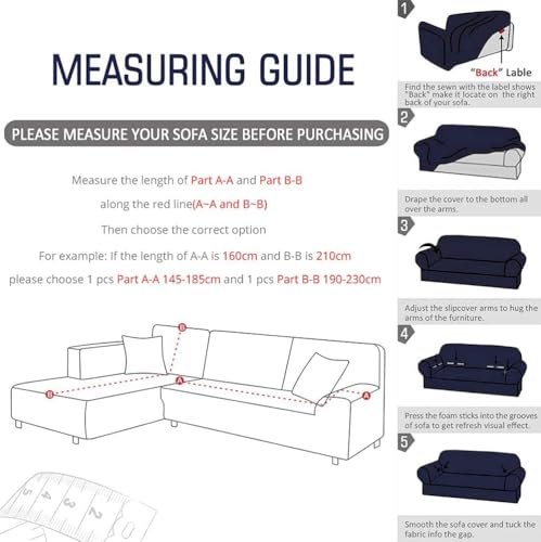 Housse de canapé jacquard imperméable 3 places gris extensible - 5