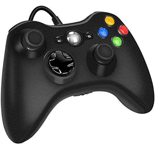 Xbox 360 Wired Controller for Microsoft Xbox 360, Game Controller with Dual-Vibration Turbo for Xbox 360/360 Slim and PC Windows 7,8,10 (Black) (Renewed)