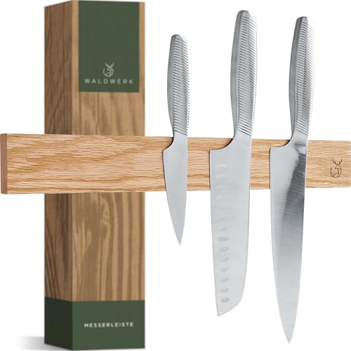 WALDWERK Iman Cuchillos de Cocina (40x5 cm) – Barra magnética de elegante madera de roble –...