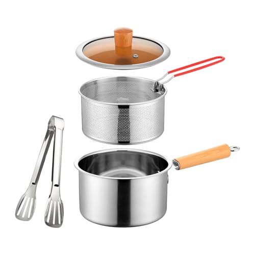 Olla coladora de aceite de acero inoxidable de gran capacidad con tapa y cesta freidora 2