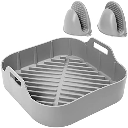 Cupsofu Fryer Silicone Pot with Gloves Fryer Accessories Baking Basket Pizza Plate Grill Pot Kitchen Cooking A