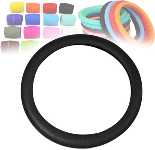 ZZYUEBING Protector de volante de silicona antideslizante ultrafina, funda protectora universal para volante de coche, negro