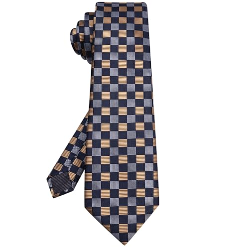 Image of Hi-Tie 63 inches Striped Paisley Extra Long Ties for Men Silk Necktie with Lapel Pin Tie Clip Big and Tall Men Formal Wedding
