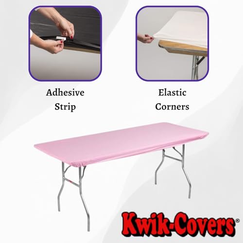 Image of Kwik-Covers 6' Rectangle Plastic Table Covers 30 inch x 72 inch, Bundle of 5 (Pink)