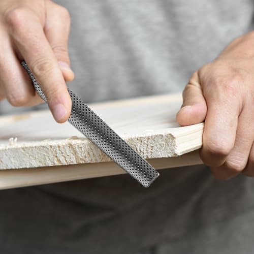 Holzraspel Set, 200 mm Feilenset Metall, 3 tlg Feilen Set inkl. Flachfeile Halbrundfeile und Rundfeile, Metallfeile, FrottierHolz Feilenset für Holzbearbeitung, Heimwerken, Handwerk